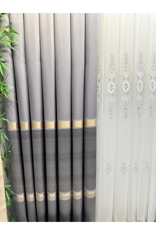 NİVEMESHOME SEA FT614177 V-5403 SILVER 1/3 TIGHT PLEATED CURTAIN APM