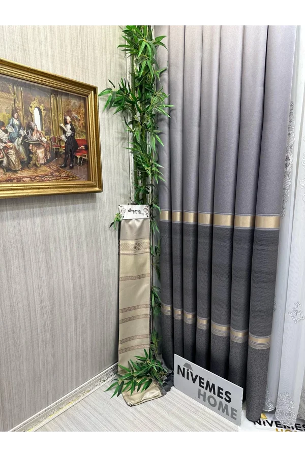 NİVEMESHOME SEA FT614177 V-5403 SILVER 1/3 TIGHT PLEATED CURTAIN APM