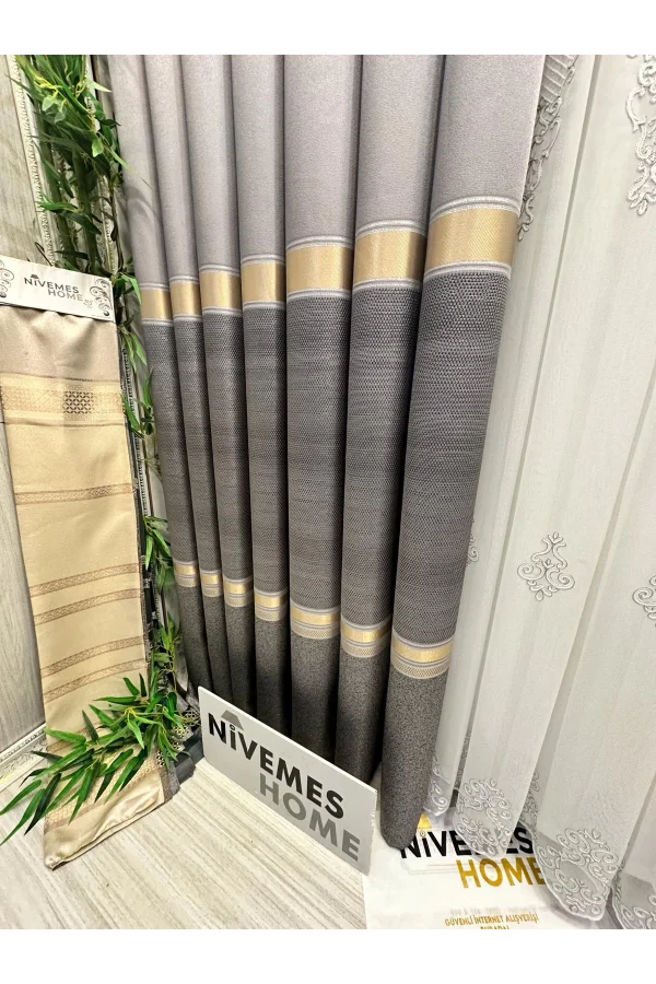 NİVEMESHOME SEA FT614177 V-5403 SILVER 1/3 TIGHT PLEATED CURTAIN APM
