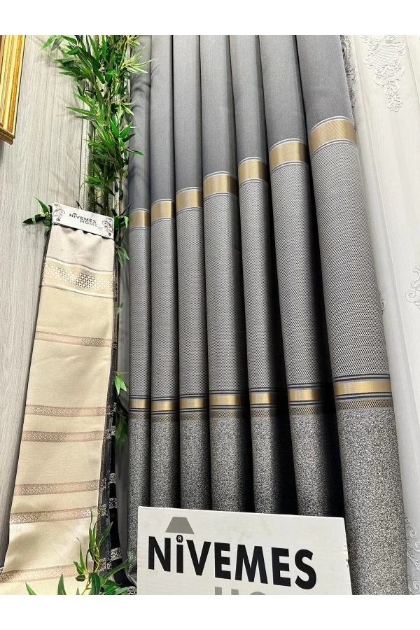 NİVEMESHOME SEA FT614177 V-5403 SILVER 1/3 TIGHT PLEATED CURTAIN APM