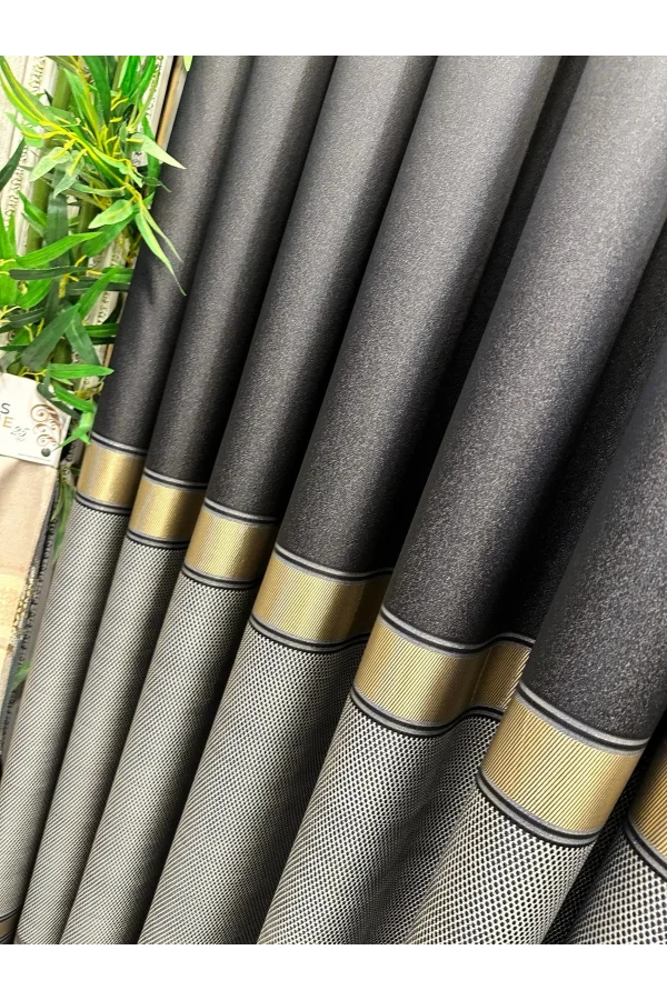 NİVEMESHOME DENİZ FT614177 V-902 NEGRO 1/3 PLISADO GRUESO CORTINA DE FONDO APM