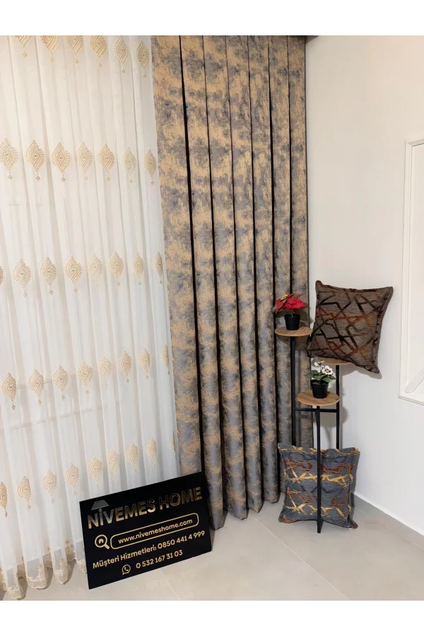 NİVEMESHOME İSTANBUL V-5502 1/3 SIK PİLELİ FON PERDE APM