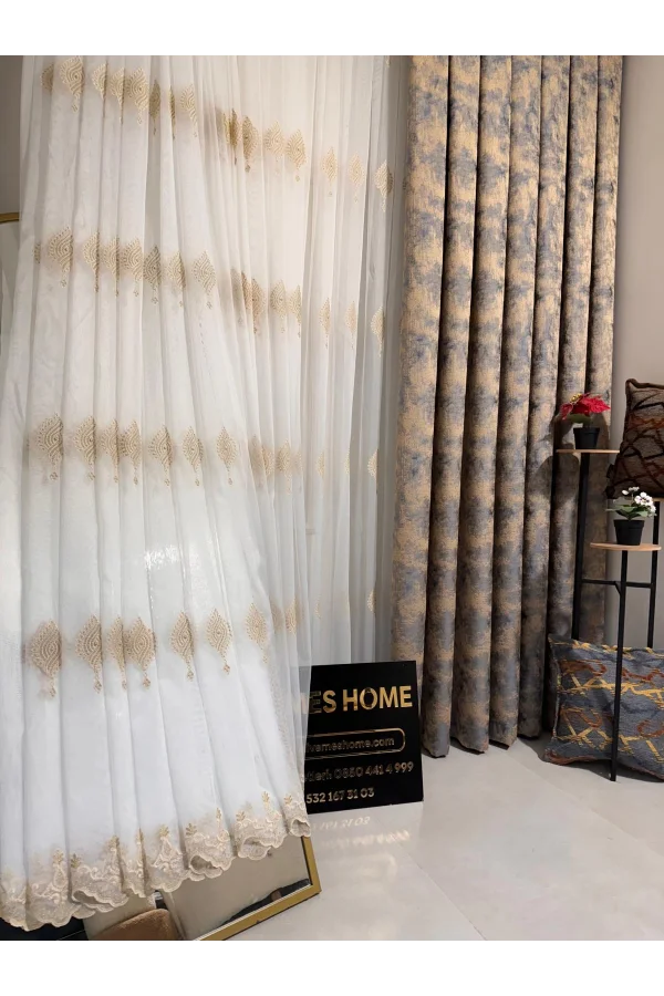 NİVEMESHOME İSTANBUL V-5502 1/3 SIK PİLELİ FON PERDE APM