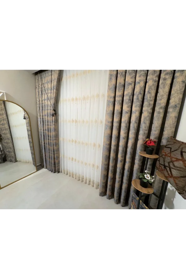 NİVEMESHOME İSTANBUL V-5502 1/3 SIK PİLELİ FON PERDE APM