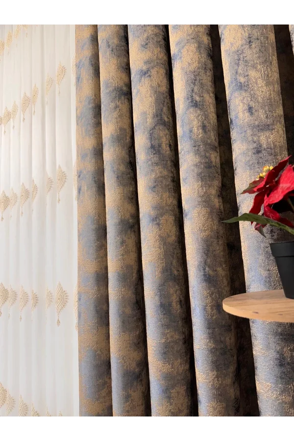 NİVEMESHOME İSTANBUL V-5502 1/3 SIK PİLELİ FON PERDE APM