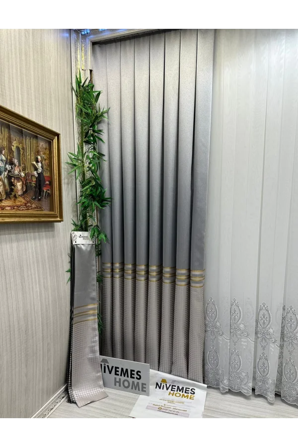 NİVEMESHOME DİDİM FT671537 V-2001 СЕРЫЙ 1/3 ПЛОТНЫЕ ШТАПЕЛИРОВАННЫЕ ФОНОВЫЕ ШТОРЫ APM