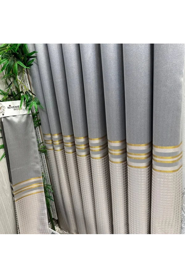 NİVEMESHOME DİDİM FT671537 V-2001 СЕРЫЙ 1/3 ПЛОТНЫЕ ШТАПЕЛИРОВАННЫЕ ФОНОВЫЕ ШТОРЫ APM