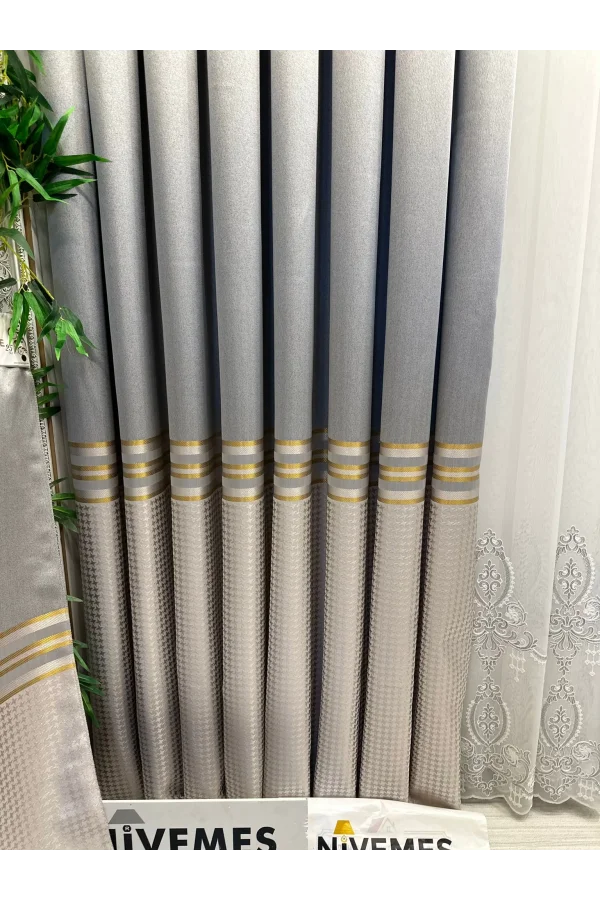 NİVEMESHOME DİDİM FT671537 V-2001 СЕРЫЙ 1/3 ПЛОТНЫЕ ШТАПЕЛИРОВАННЫЕ ФОНОВЫЕ ШТОРЫ APM