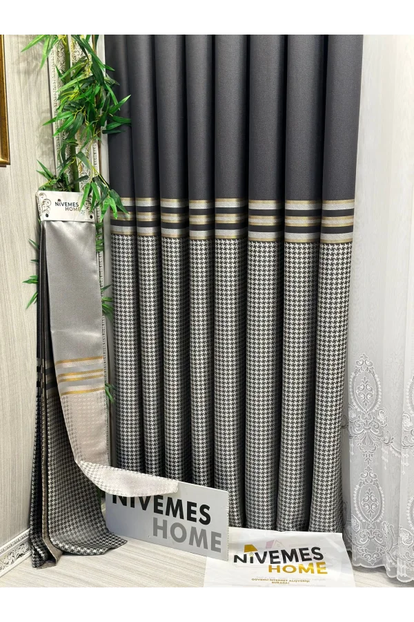 NİVEMESHOME DİDİM FT671537 V-2504 ANTHRACITE 1/3 DENSE PILE CURTAIN APM