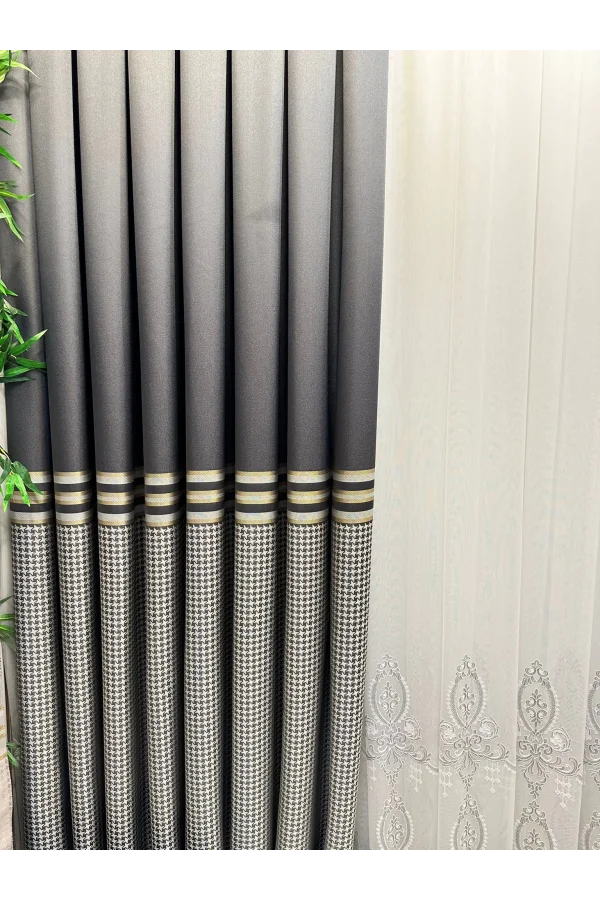 NİVEMESHOME DİDİM FT671537 V-2504 ANTHRACITE 1/3 DENSE PILE CURTAIN APM