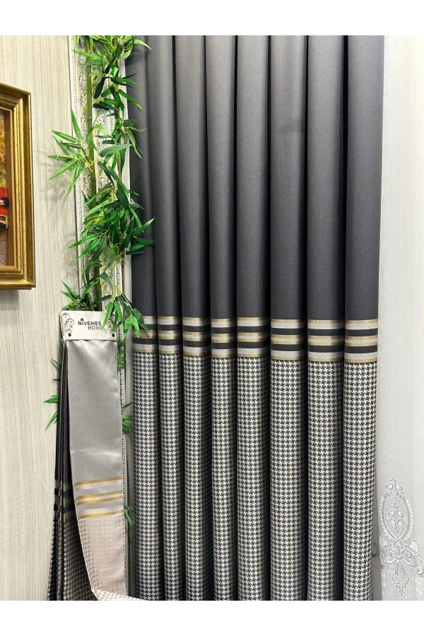 NİVEMESHOME DİDİM FT671537 V-2504 ANTHRACITE 1/3 DENSE PILE CURTAIN APM