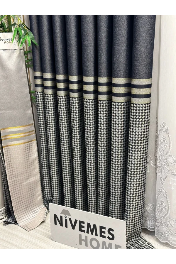 NİVEMESHOME DİDİM FT671537 V-502 СИНИЙ 1/3 ПЛОТНО НАПОЛНЕННАЯ ЗАГАЛЬНАЯ ШТОРА APM