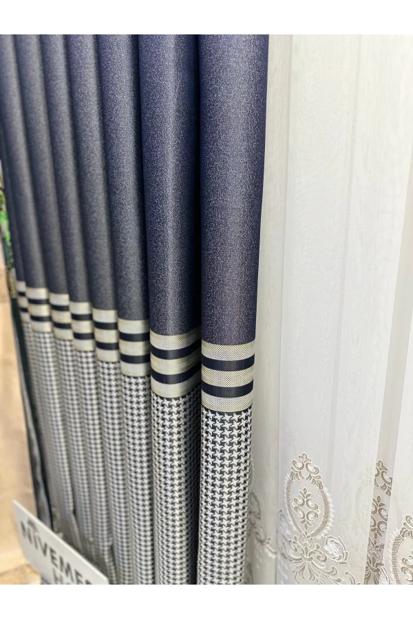 NİVEMESHOME DİDİM FT671537 V-502 СИНИЙ 1/3 ПЛОТНО НАПОЛНЕННАЯ ЗАГАЛЬНАЯ ШТОРА APM