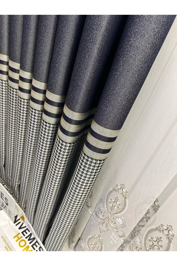 NİVEMESHOME DİDİM FT671537 V-502 СИНИЙ 1/3 ПЛОТНО НАПОЛНЕННАЯ ЗАГАЛЬНАЯ ШТОРА APM