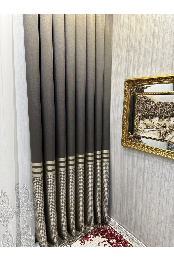 NİVEMESHOME DİDİM FT671537 V-5302 TOPRAK 1/3 CORTINA DE TELA GRUESA DE TRAMA APRETADA