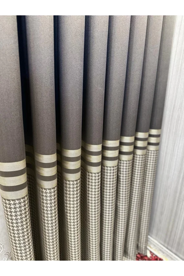 NİVEMESHOME DİDİM FT671537 V-5302 TOPRAK 1/3 CORTINA DE TELA GRUESA DE TRAMA APRETADA