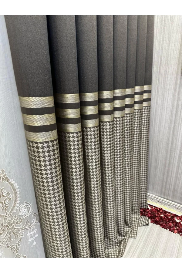 NİVEMESHOME DİDİM FT671537 V-5302 TOPRAK 1/3 CORTINA DE TELA GRUESA DE TRAMA APRETADA