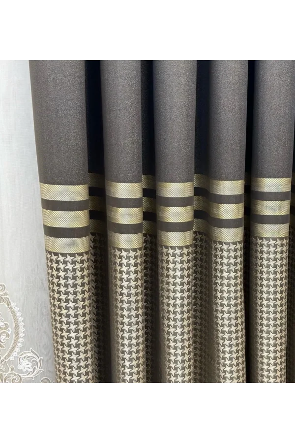 NİVEMESHOME DİDİM FT671537 V-5302 TOPRAK 1/3 CORTINA DE TELA GRUESA DE TRAMA APRETADA