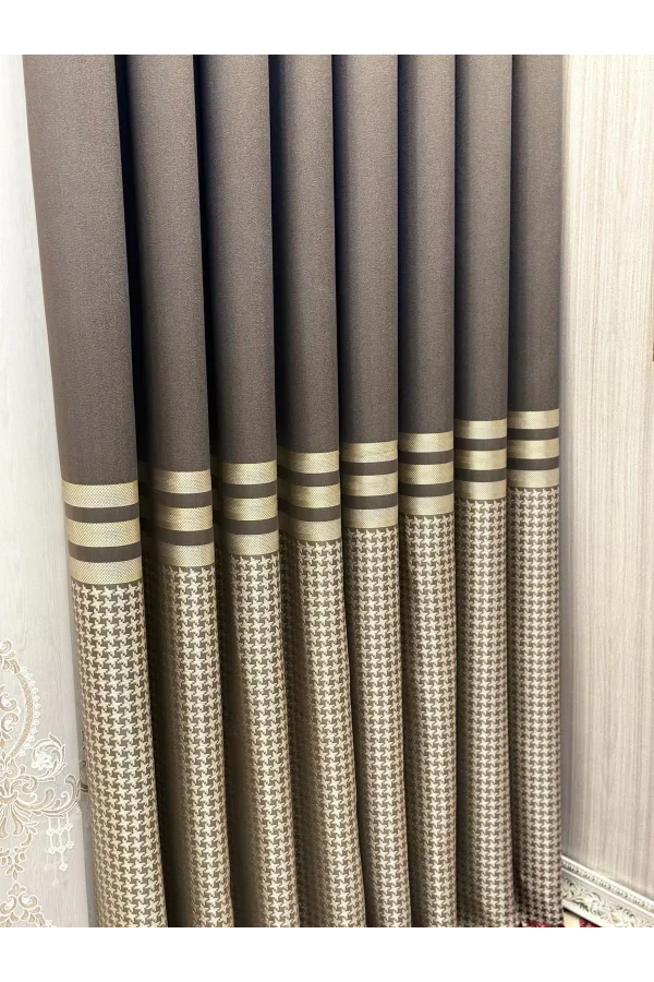 NİVEMESHOME DİDİM FT671537 V-5302 TOPRAK 1/3 CORTINA DE TELA GRUESA DE TRAMA APRETADA