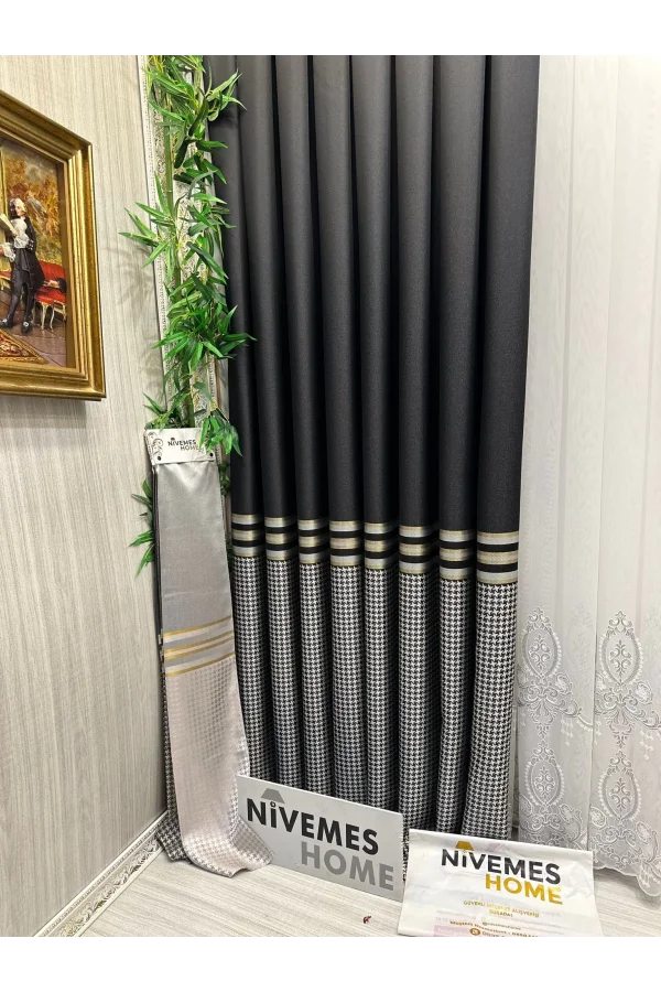 NİVEMESHOME DİDİM FT671537 V-902 NEGRO 1/3 ALTO PILA CORTINA DE CORTINA APM