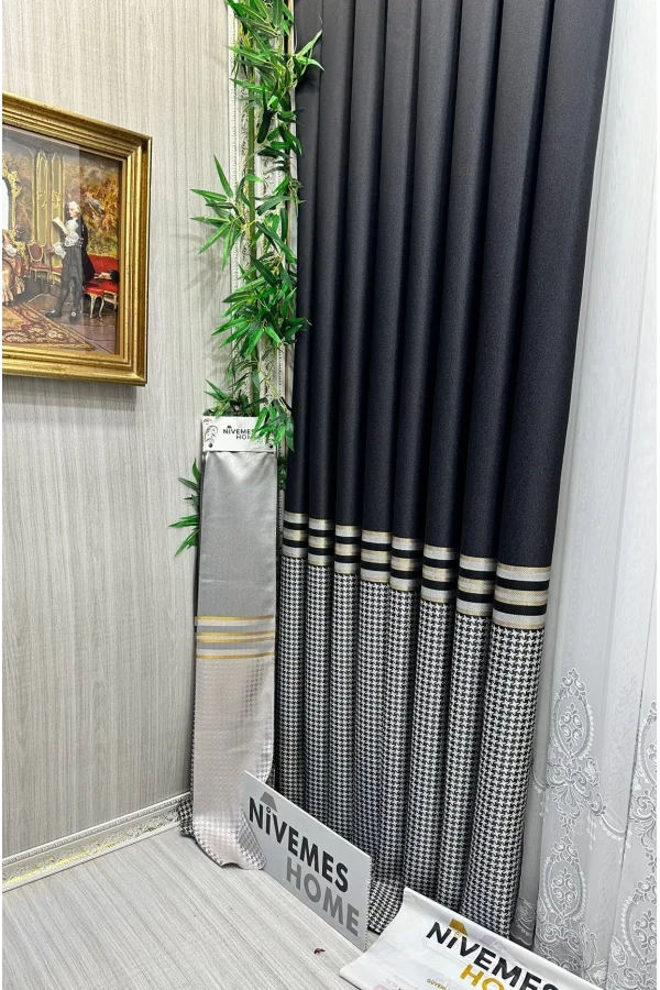 NİVEMESHOME DİDİM FT671537 V-902 NEGRO 1/3 ALTO PILA CORTINA DE CORTINA APM