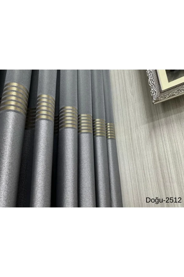 NİVEMESHOME ВОСТОЧНЫЙ АНТРАЦИТ- ЗОЛОТОЙ FT671536 2512 1/3 ЩЕЛКАСТАЯ НАКЛАДНАЯ ШТОРА APM