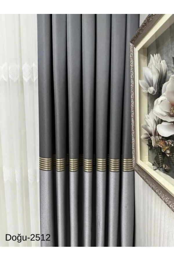 NİVEMESHOME ВОСТОЧНЫЙ АНТРАЦИТ- ЗОЛОТОЙ FT671536 2512 1/3 ЩЕЛКАСТАЯ НАКЛАДНАЯ ШТОРА APM