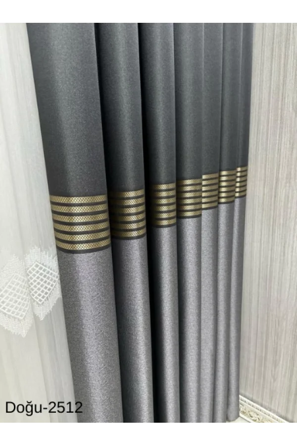 NİVEMESHOME ВОСТОЧНЫЙ АНТРАЦИТ- ЗОЛОТОЙ FT671536 2512 1/3 ЩЕЛКАСТАЯ НАКЛАДНАЯ ШТОРА APM