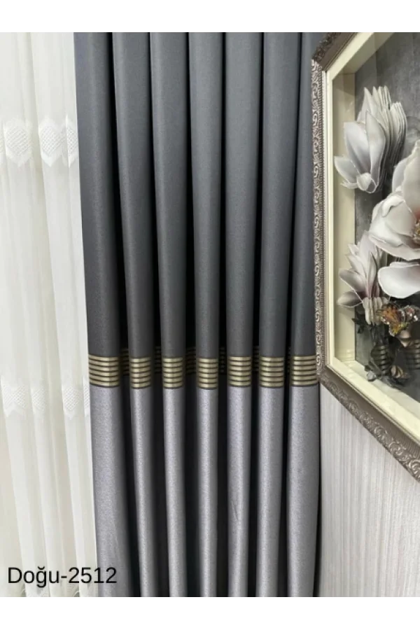 NİVEMESHOME ВОСТОЧНЫЙ АНТРАЦИТ- ЗОЛОТОЙ FT671536 2512 1/3 ЩЕЛКАСТАЯ НАКЛАДНАЯ ШТОРА APM