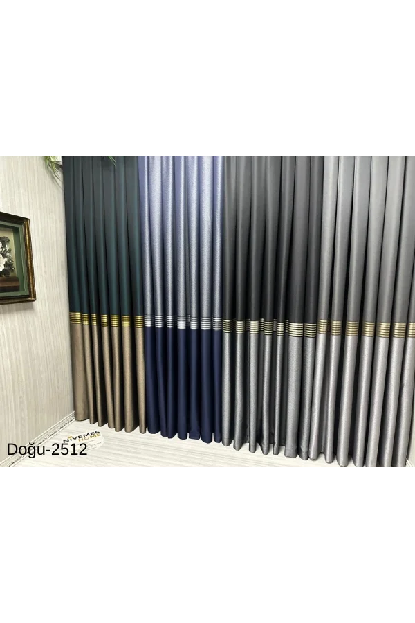 NİVEMESHOME ВОСТОЧНЫЙ АНТРАЦИТ- ЗОЛОТОЙ FT671536 2512 1/3 ЩЕЛКАСТАЯ НАКЛАДНАЯ ШТОРА APM