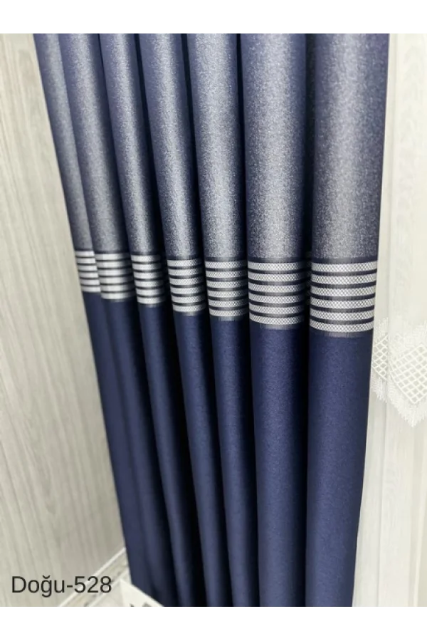 NİVEMESHOME EAST NAVY- GOLD FT671536 V-528 1/3 TIGHT PLEATED BACKGROUND CURTAIN APM