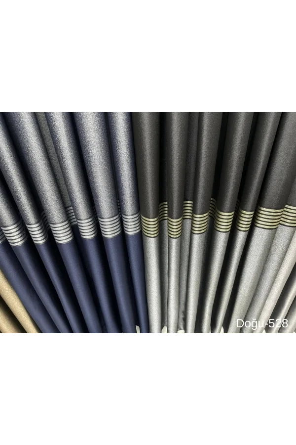 NİVEMESHOME EAST NAVY- GOLD FT671536 V-528 1/3 TIGHT PLEATED BACKGROUND CURTAIN APM