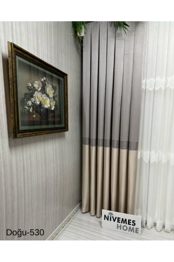 NİVEMESHOME DOĞU VİZON FT671536 V-530 1/3 SIK PİLELİ FON PERDE APM