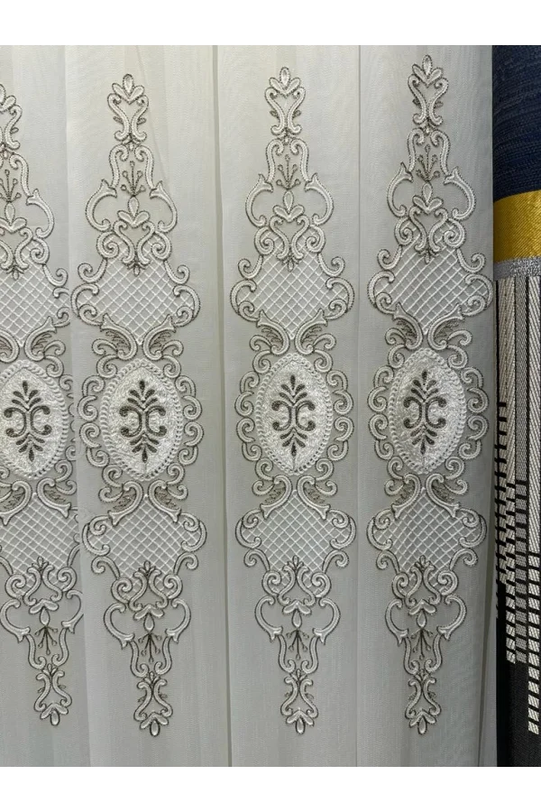 NİVEMESHOME DREAM GOLD DETAYLI 1/3 SIK PİLELİ TÜL PERDE APM