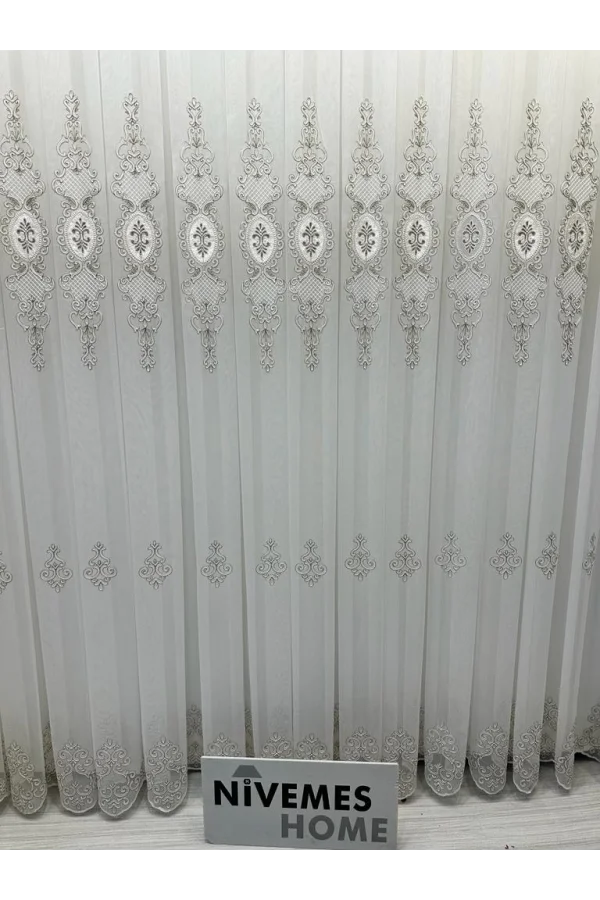 NİVEMESHOME DREAM GOLD DETAYLI 1/3 SIK PİLELİ TÜL PERDE APM