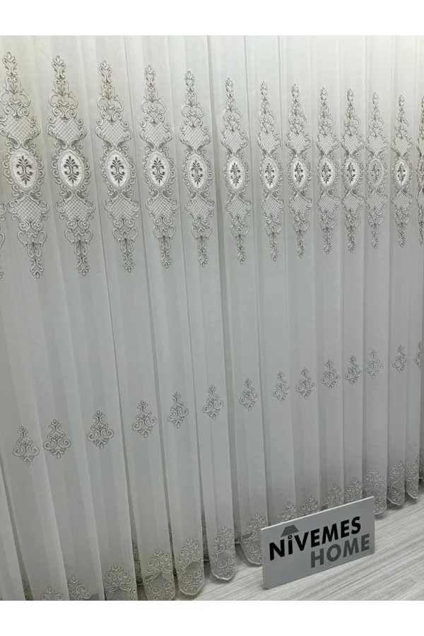 NİVEMESHOME DREAM GOLD DETAYLI 1/3 SIK PİLELİ TÜL PERDE APM