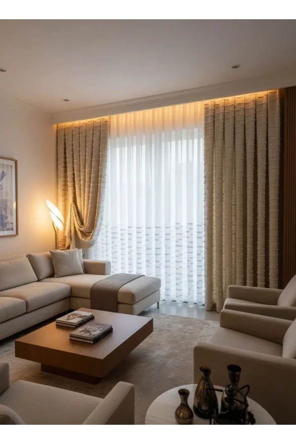 NİVEMESHOME DURU 1-0095  YARI DESENLİ  1/3  PİLELİ  TÜL PERDE APM