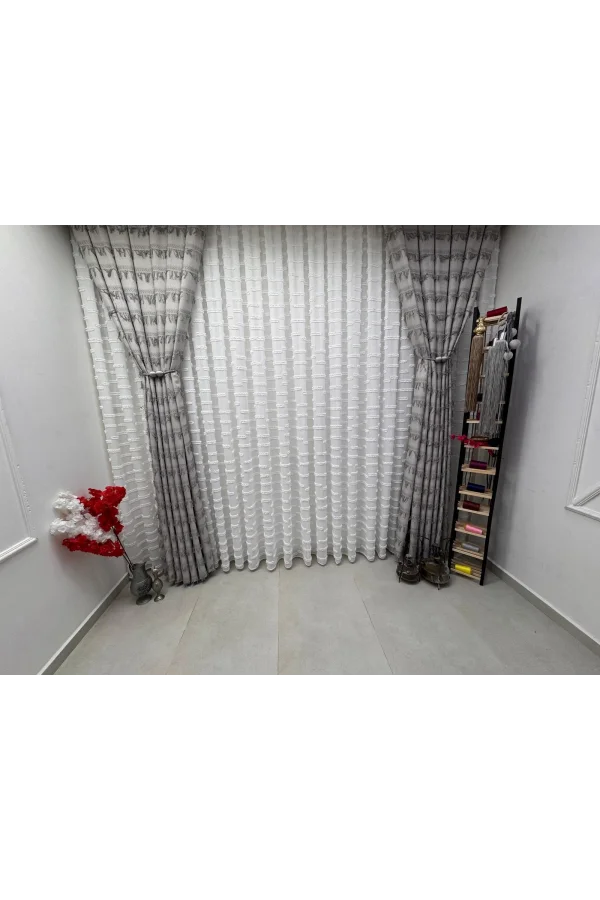 NİVEMESHOME DURU FULL PATTERNED 1/2,5 BAHIRED TULLE CURTAIN APM