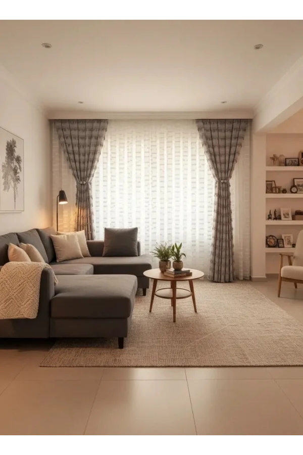 NİVEMESHOME DURU TAM DESENLİ 1/3 PİLELİ TÜL PERDE APM