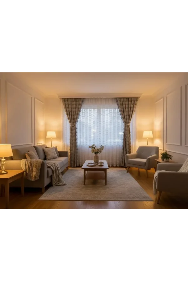 NİVEMESHOME DURU TAM DESENLİ 1/3 PİLELİ TÜL PERDE APM
