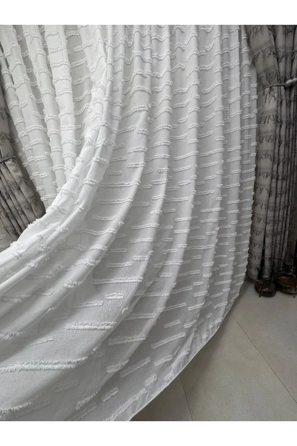 NİVEMESHOME DURU TAM DESENLİ 1/3 PİLELİ TÜL PERDE APM