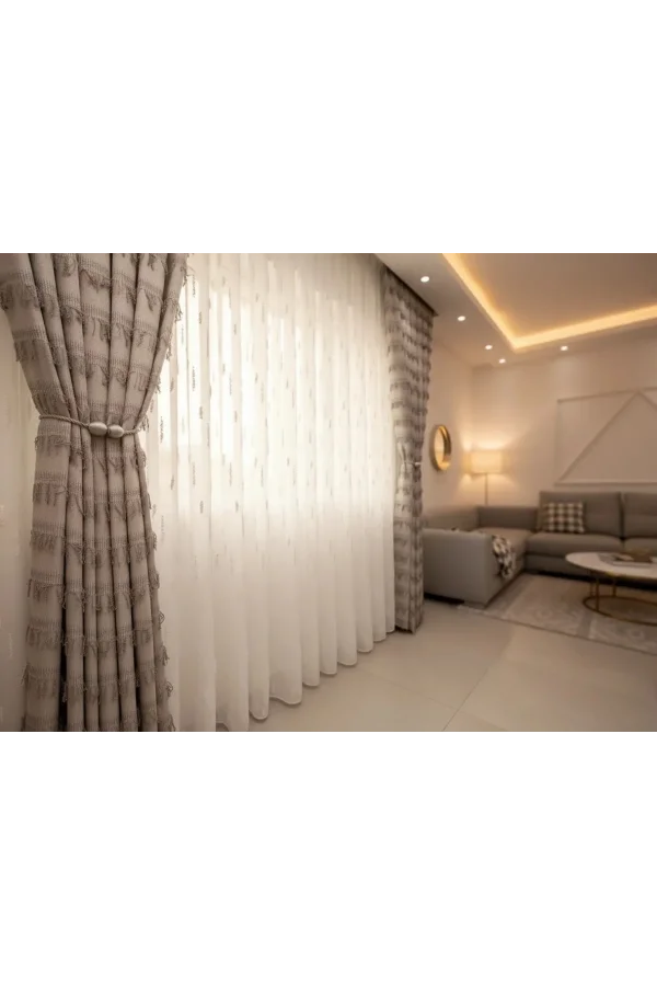 NİVEMESHOME EFSUN  EKRU  1/3 PİLELİ TÜL PERDE