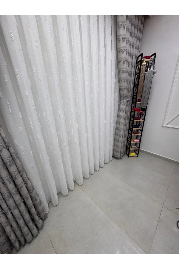 NİVEMESHOME EFSUN EKRU 1/3 PİLELİ TÜL PERDE
