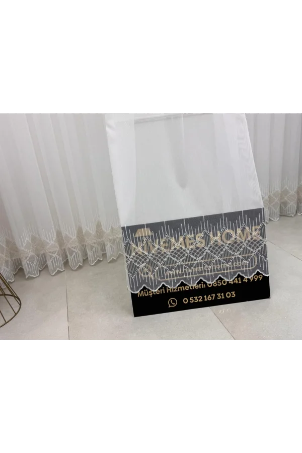 NİVEMESHOME ELİN 2573 GOLD DETAY 1/3 PİLELİ TÜL PERDE APM