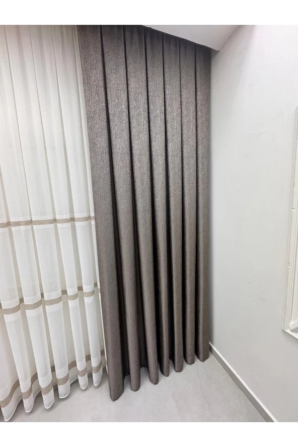 NİVEMESHOME ELİS TOPRAK FON PERDE  1/3 SIK PİLELİ PERDE APM