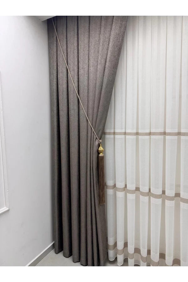 NİVEMESHOME ELİS TOPRAK FON PERDE  1/3 SIK PİLELİ PERDE APM