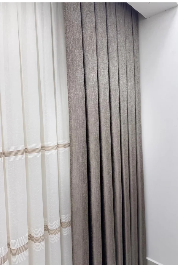 NİVEMESHOME ELİS TOPRAK FON PERDE  1/3 SIK PİLELİ PERDE APM