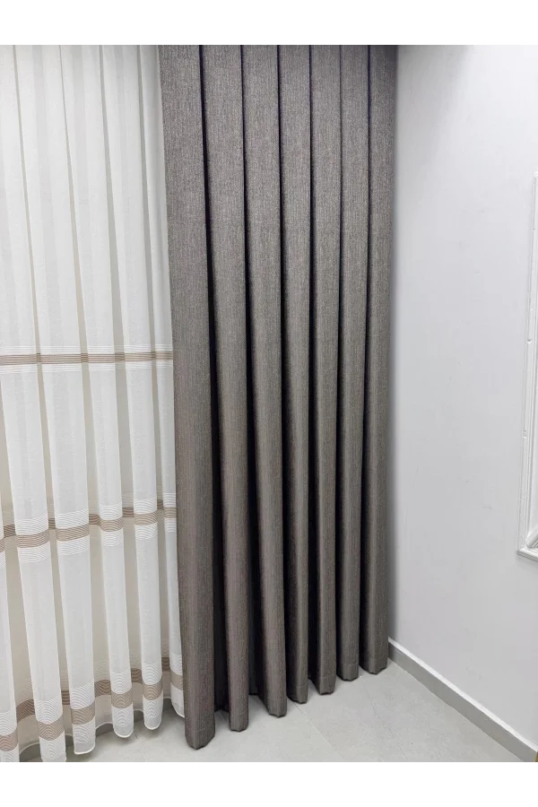 NİVEMESHOME ELİS TOPRAK FON PERDE  1/3 SIK PİLELİ PERDE APM