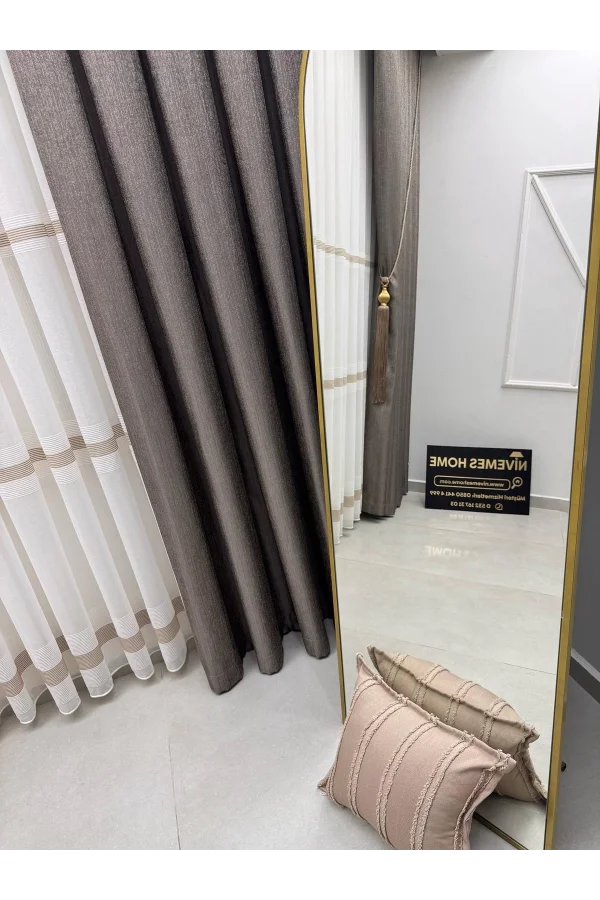 NİVEMESHOME ELİS TOPRAK FON PERDE  1/3 SIK PİLELİ PERDE APM