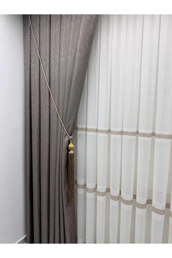 NİVEMESHOME ELİS TOPRAK FON PERDE  1/3 SIK PİLELİ PERDE APM